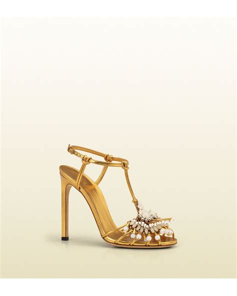 gucci phoebe high heel sandal with jeweled embroidery|Gucci.